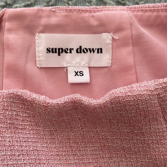 Superdown Vintage Baby Asymmetrical Pink Tweed Skirt Size XS - Picture 3 of 3